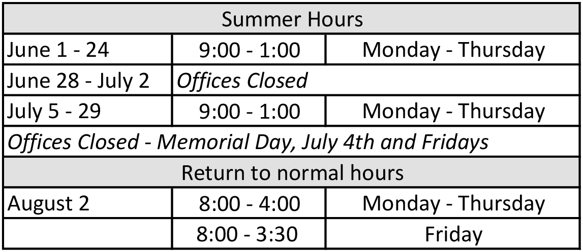Summer School Office Hours