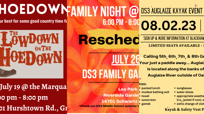 DS3 Middle School Youth Group’s next THREE Summer Events!